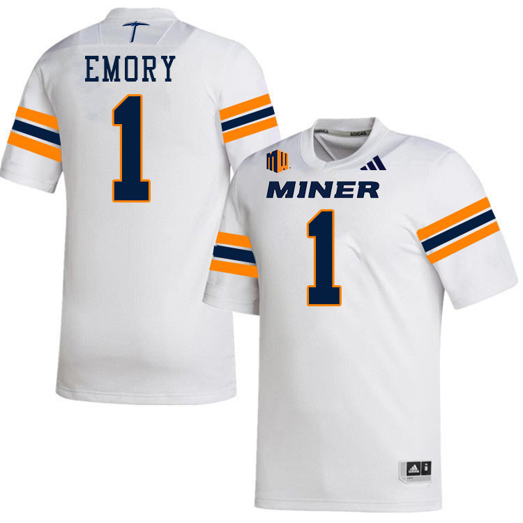 UTEP Miners #1 Ashten Emory College Football Jerseys,Uniforms-White